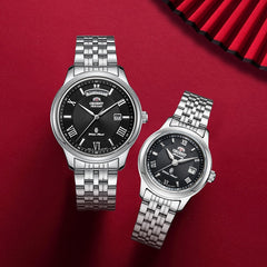 ORIENT Fashion White Couple Watches, A Pair Of Korean Version Of The Trend Of Steel Belt Lovers Watch Men Watch Waterproof Watch