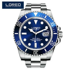 New LOREO Water Ghost Series Classic Blue Dial Luxury Men Automatic Watches Stainless Steel 200m Waterproof Mechanical Watch