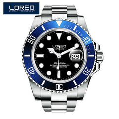 New LOREO Water Ghost Series Classic Blue Dial Luxury Men Automatic Watches Stainless Steel 200m Waterproof Mechanical Watch