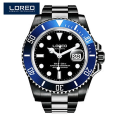 New LOREO Water Ghost Series Classic Blue Dial Luxury Men Automatic Watches Stainless Steel 200m Waterproof Mechanical Watch