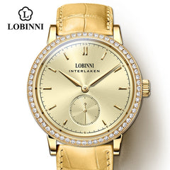 LOBINNI Couple Watch Famous Brand Watch Mechanical Automatic Watches Women Watch Sapphire Watch Leather Skeleton Watch Lovers