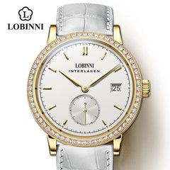 LOBINNI Couple Watch Famous Brand Watch Mechanical Automatic Watches Women Watch Sapphire Watch Leather Skeleton Watch Lovers