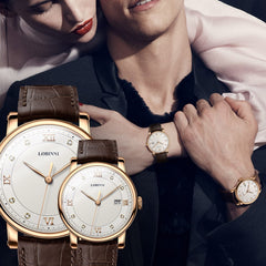 Switzerland Watch Luxury brand lovers Wristwatch Sapphire Vintage Quartz Watch Leather Montre Couple Watch xmas Gift Men women