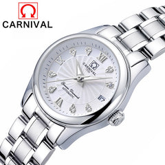 Carnival Switzerland Sapphire Mechanical Women Watches Luxury Brand Full Steel Ladies Waterproof Automatic Watch Women kol saati