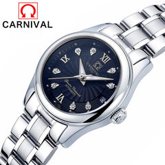 Carnival Switzerland Sapphire Mechanical Women Watches Luxury Brand Full Steel Ladies Waterproof Automatic Watch Women kol saati