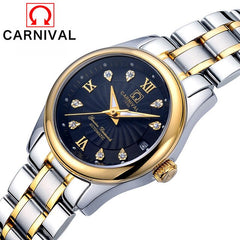 Carnival Switzerland Sapphire Mechanical Women Watches Luxury Brand Full Steel Ladies Waterproof Automatic Watch Women kol saati