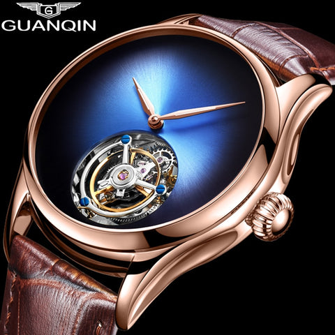 2019 New GUANQIN Tourbillon Men watches top brand luxury Skeleton Men Sapphire mechanical watch Relogio Masculino