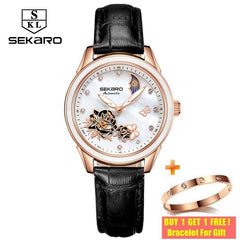 Sekaro Ceramic Women Watch 2019 Butterfly Design Ladies Mechanical Automatic Watches Luxury Brand Sapphire Crystal Women's Watch