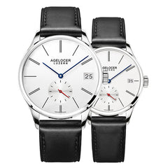 Agelocer Luxury Couple Watches for Lovers Genuine Leather Strap Quartz Casual Watches Free Shipping 1101A1-1202A1