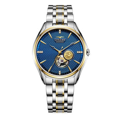 GOLGEN Couple Mechanical Watches Lovers Stainless Steel Simple Elegant  Men Women Skeleton Dial Wristwatch