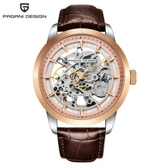 2019 PAGANI DESIGN Brand Fashion Leather Gold Watch Men Automatic Mechanical Skeleton Waterproof Watches Relogio Masculino Box